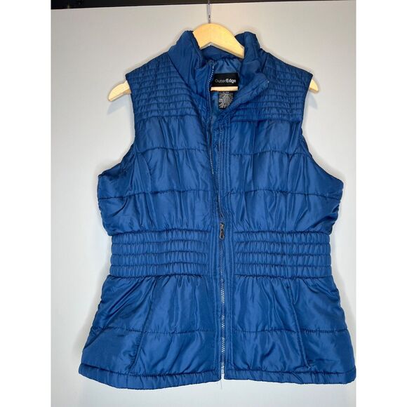 Outer Edge blue puffer vest quilted navy zip jacket full zip coat size XL - Picture 1 of 4